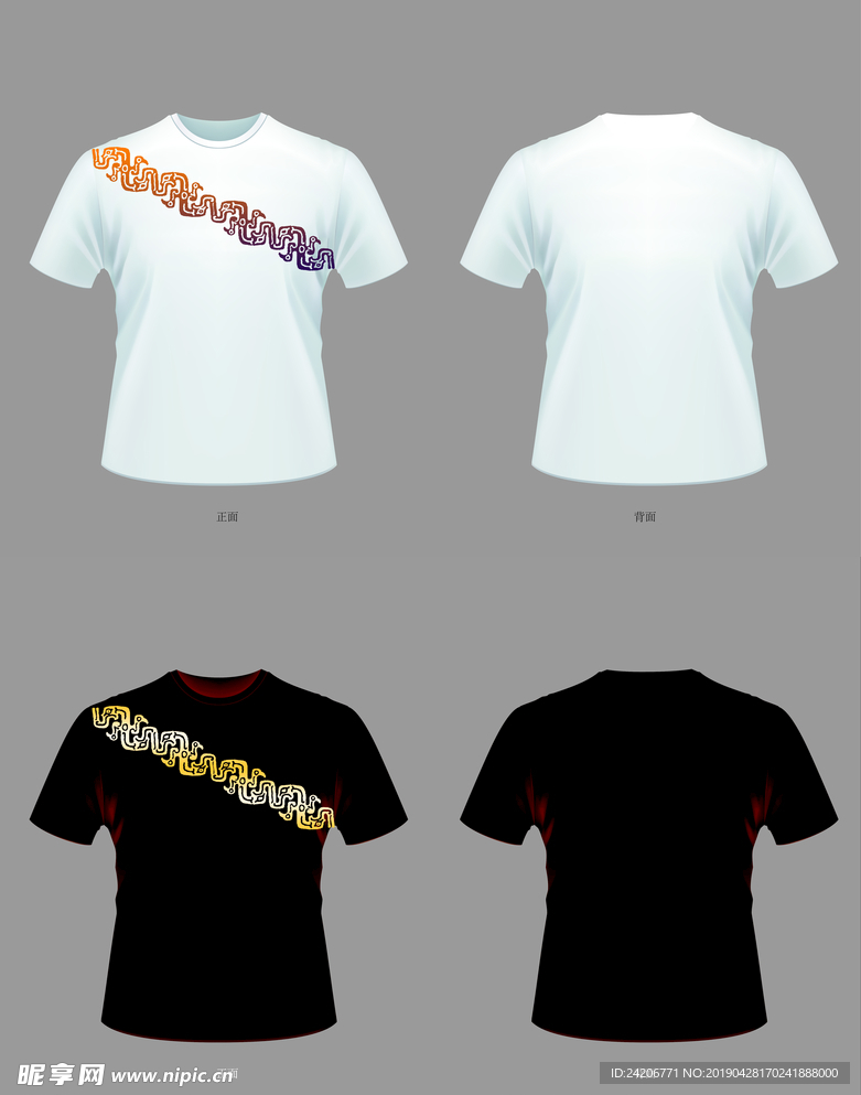 中国风T恤斜盘龙纹