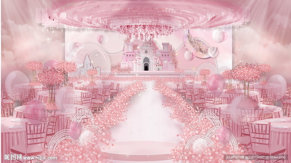 粉色城堡婚礼效果图