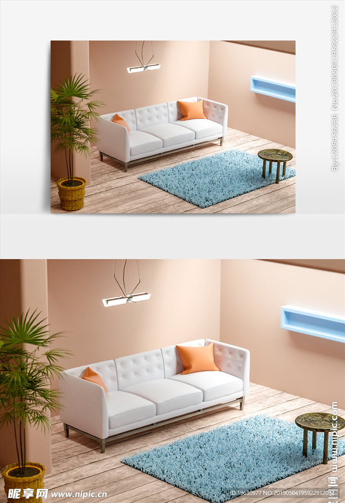 C4D家装室内小场景模型