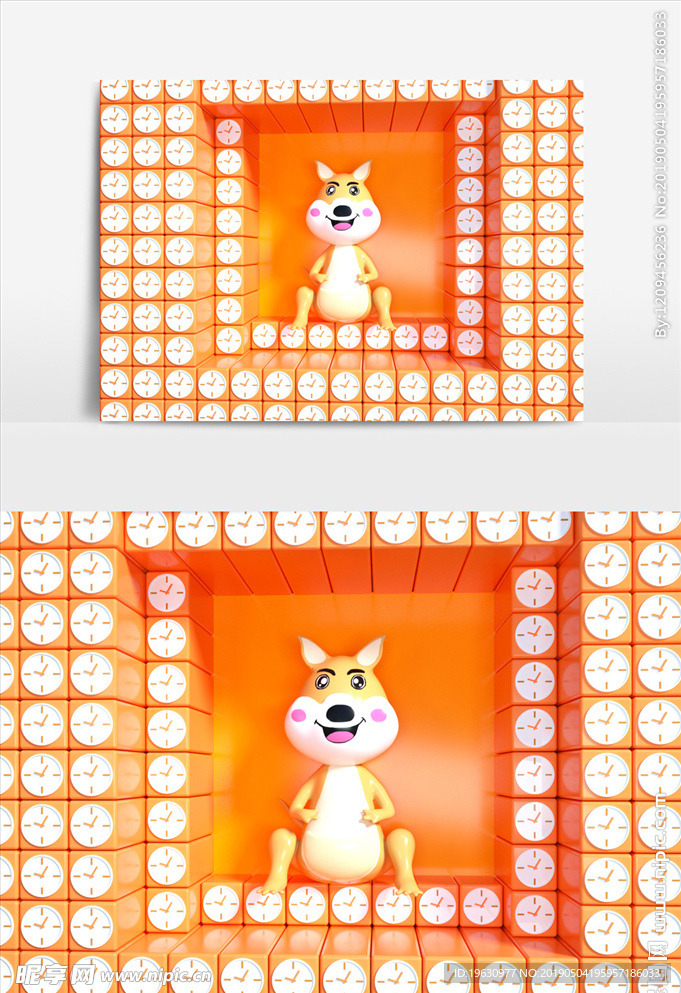 C4D卡通澳大利亚袋鼠场景模型