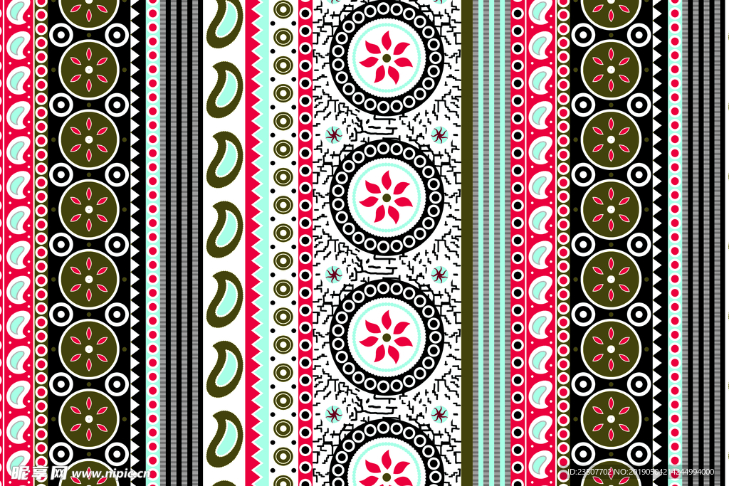 名族风格条纹花