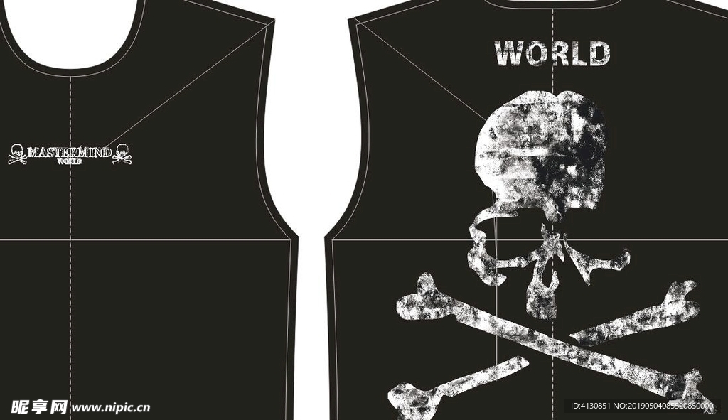 大牌PP 男装 骷髅头 印花