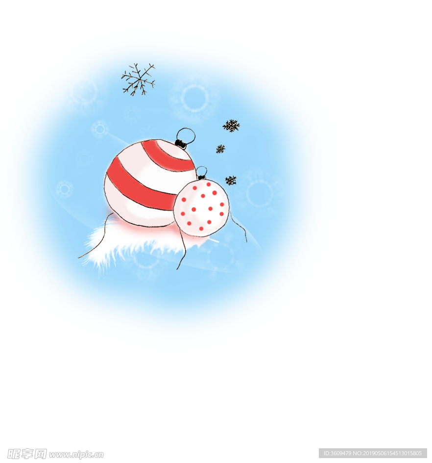手绘卡通插画圣诞彩色球