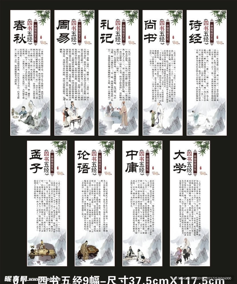 4书5经学校展板四书五经