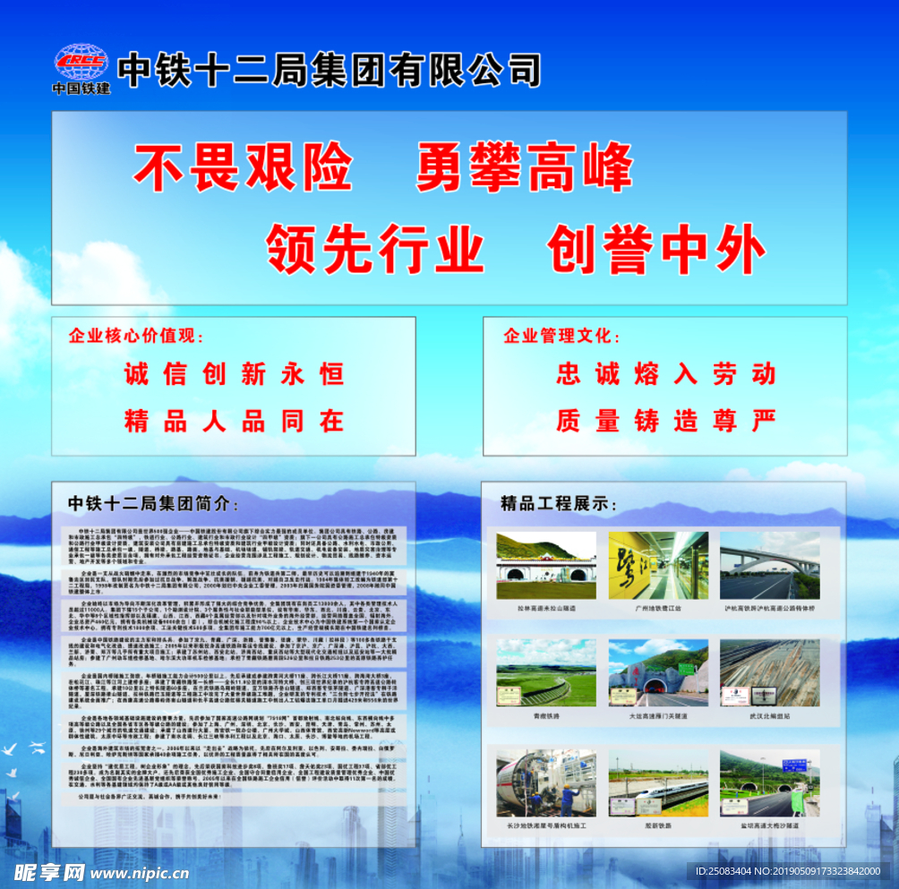 中铁十二局集团板房墙面宣传