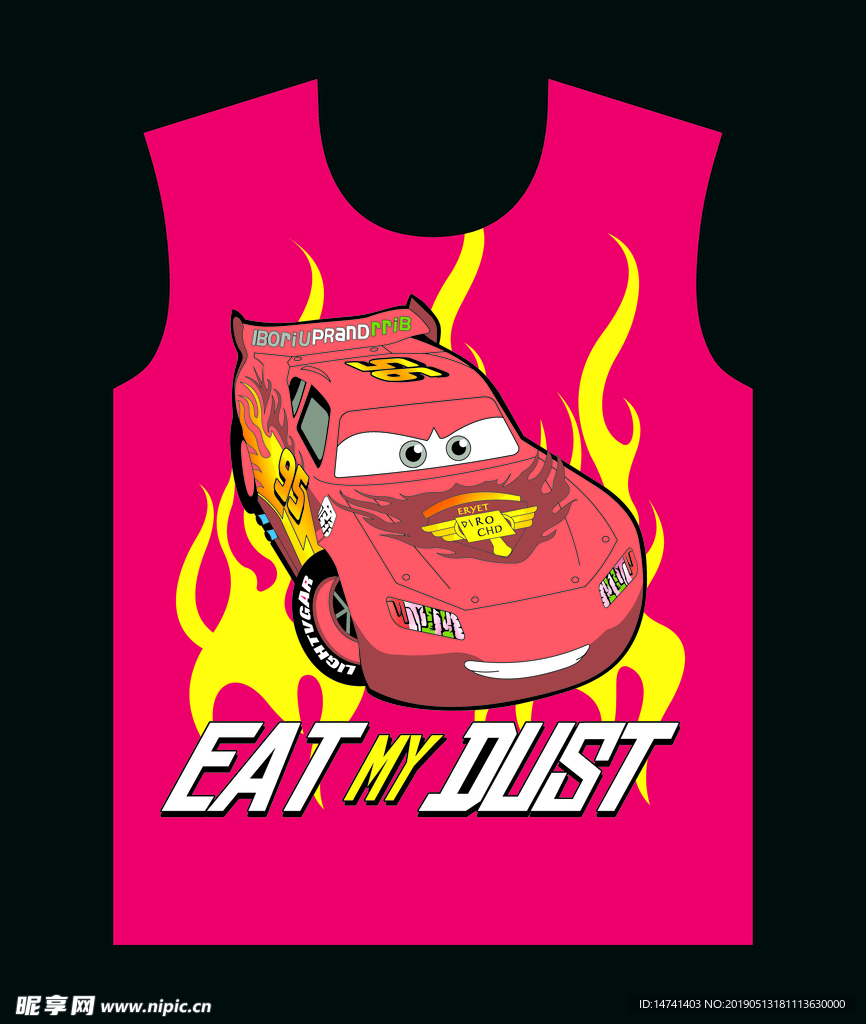 汽车总动员主题卡通童装印花图案