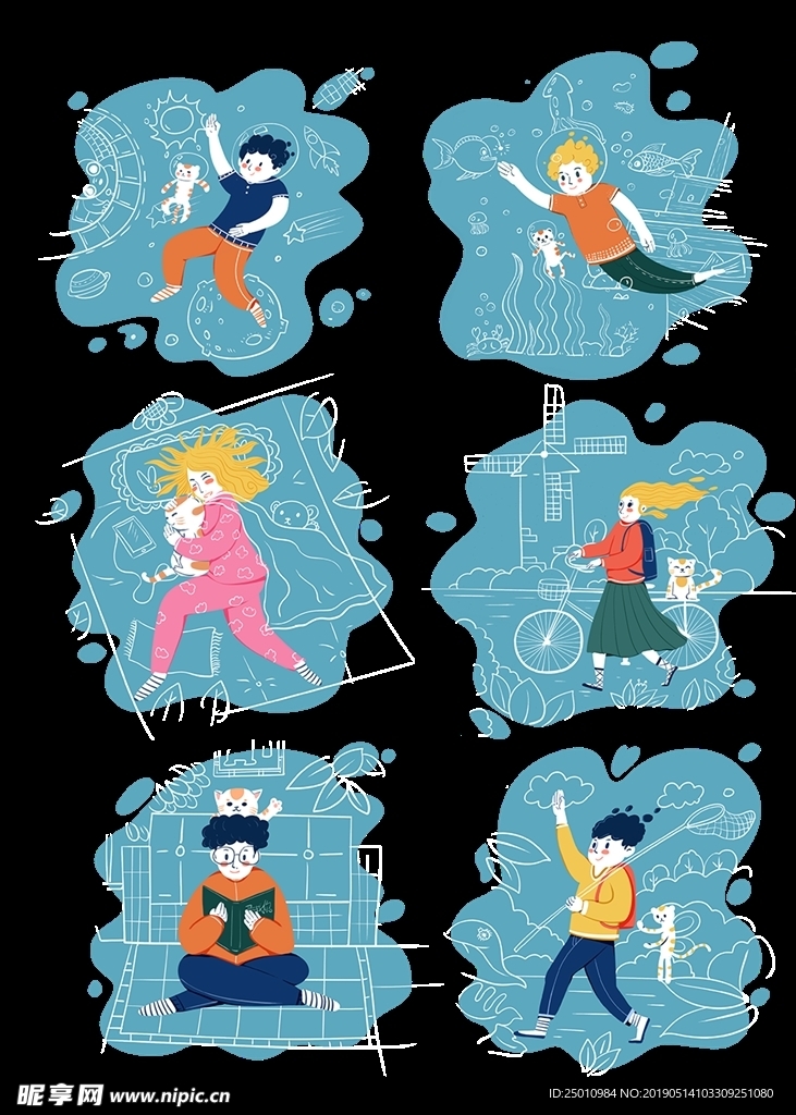 手绘卡通造型人物