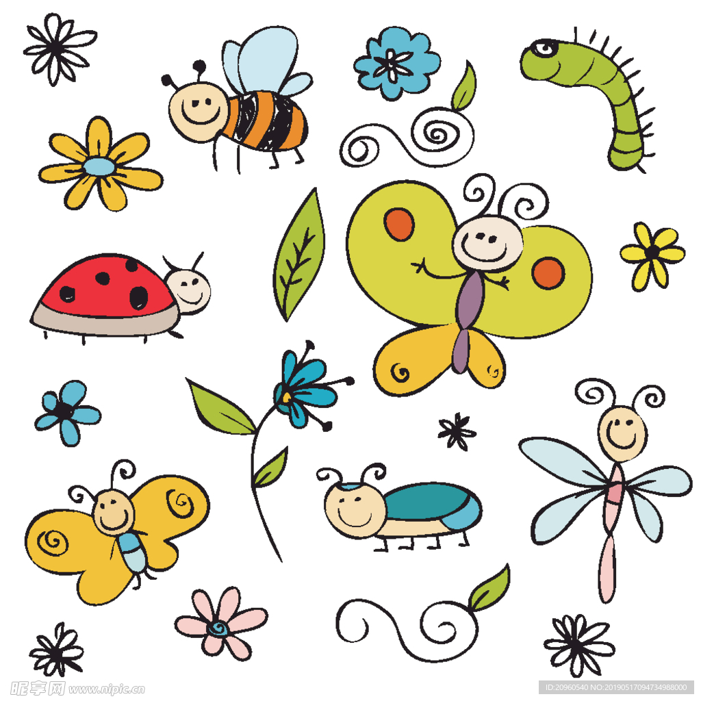 童装印花可爱卡通小昆虫