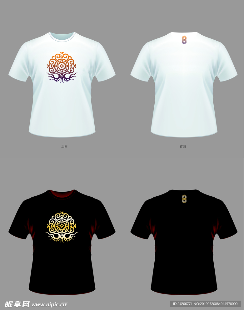 中国风T恤火畅圆形盘花纹