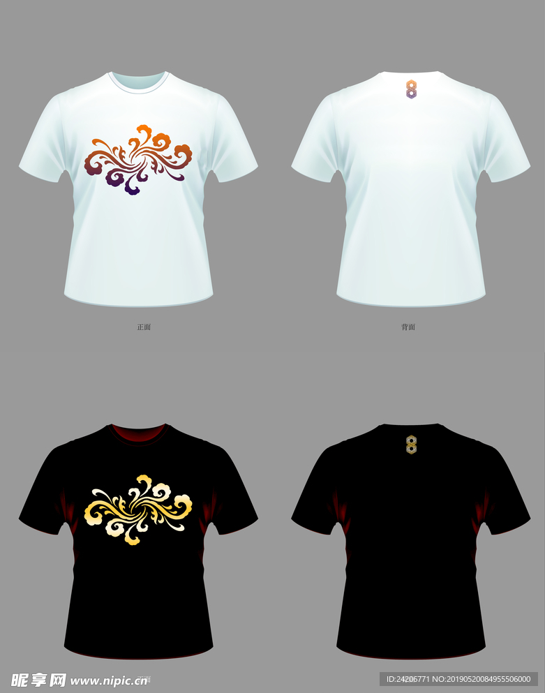 中国风T恤螺旋盘花纹