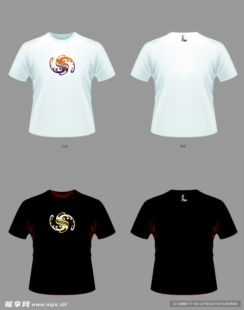 中国风T恤螺旋花纹