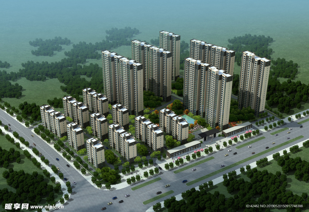 建筑效果图 鸟瞰