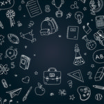 黑板式简约抽象手绘学校背景元素