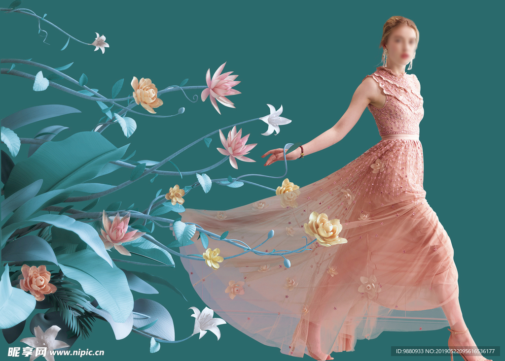 创意图案  时尚女人 花纹