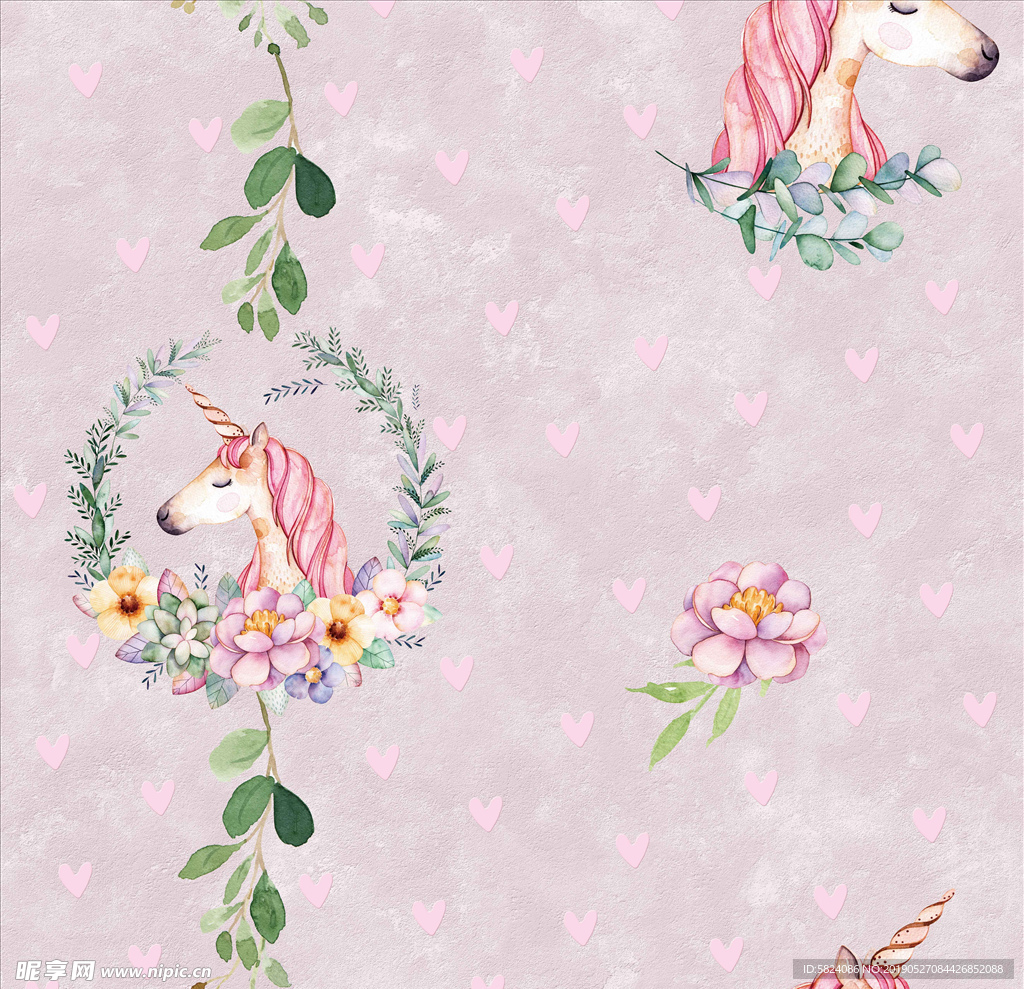 儿童房墙纸壁纸花型图案