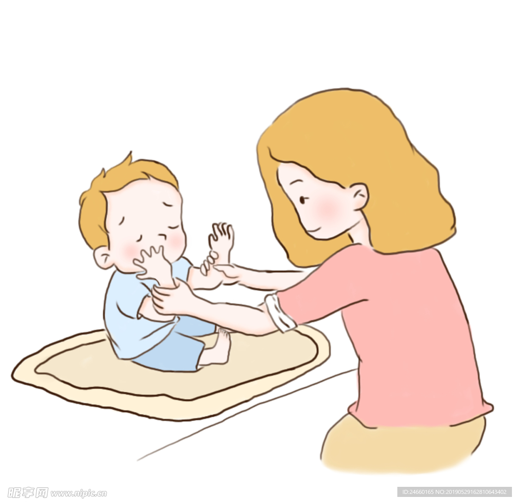 小儿推拿手绘分层素材