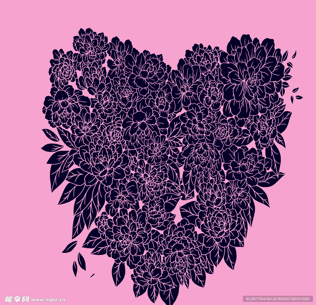 粉红底蓝色花边图案A185