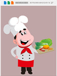 卡通小人厨师