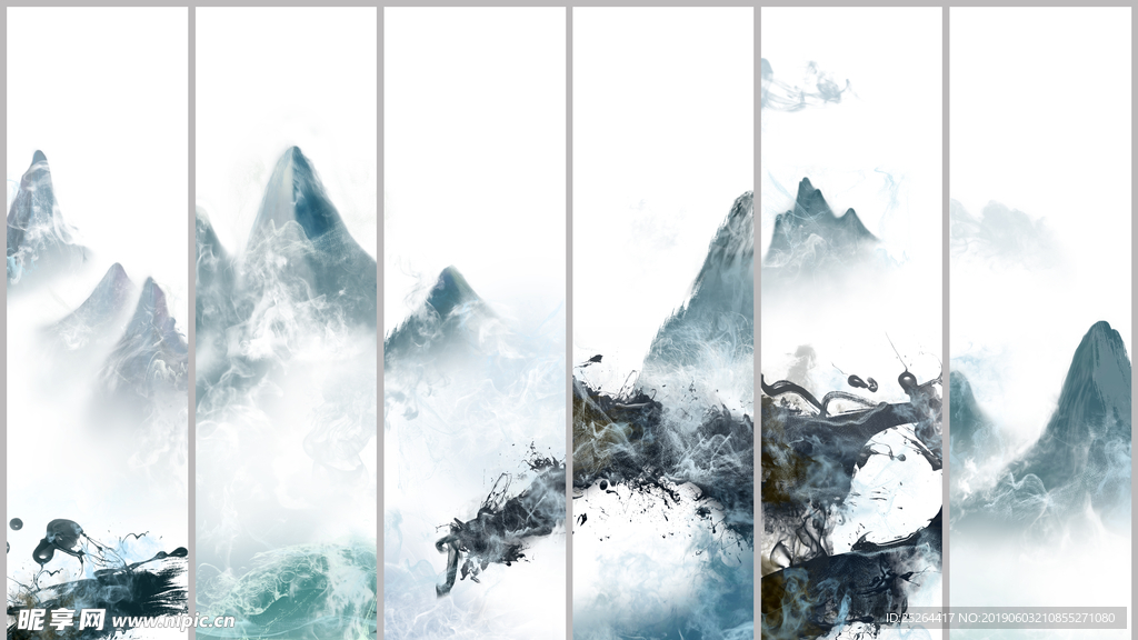 水墨意境新中式水墨山水背景墙