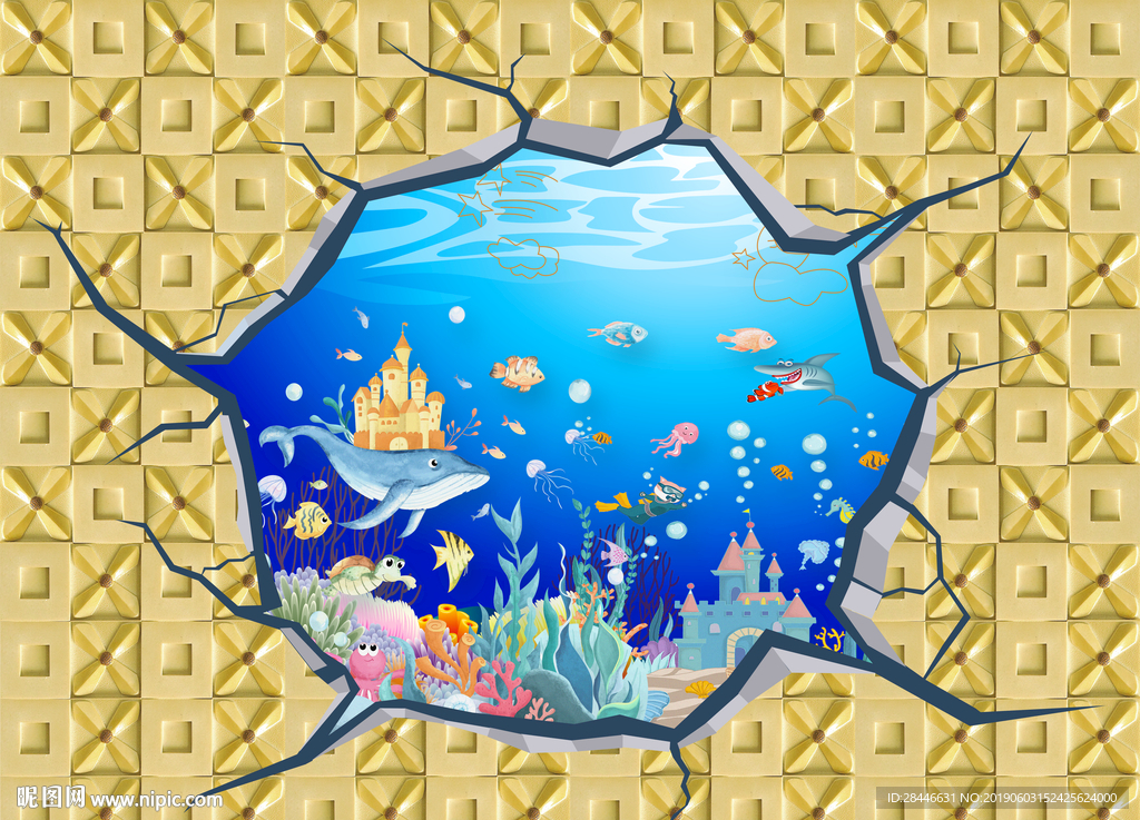 3D卡通海豚立体地画