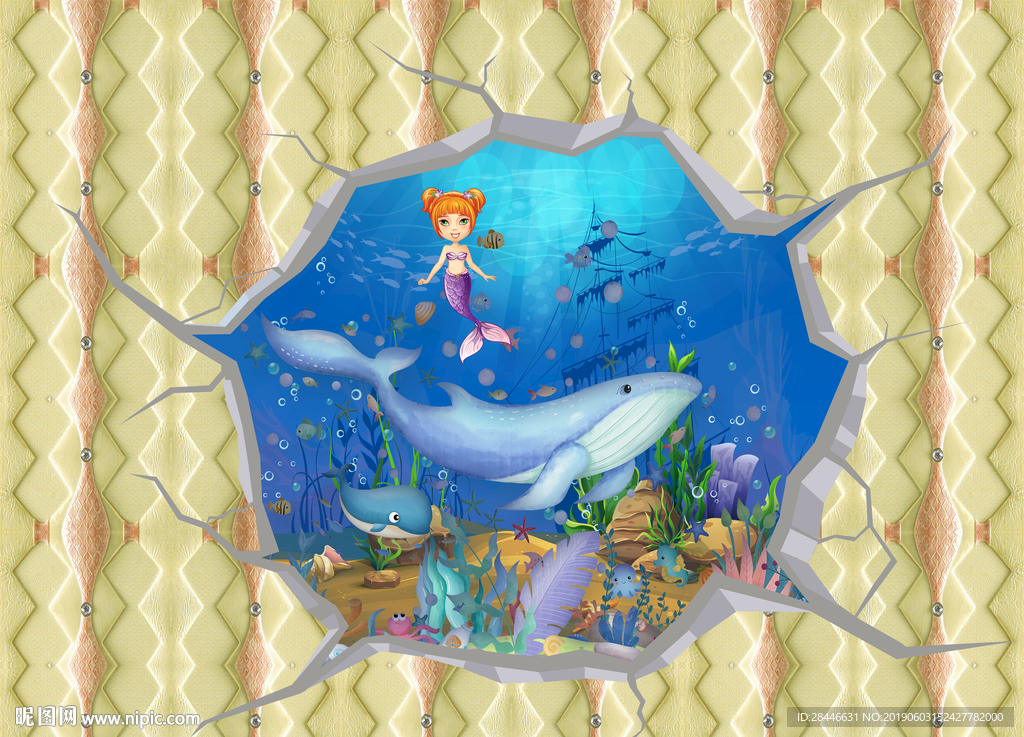 3D卡通海豚立体地画