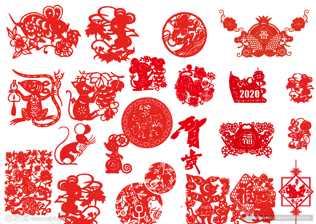 老鼠 剪纸   鼠年剪影