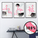 现代简约手绘植物火烈鸟唯美北欧