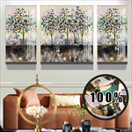 现代手绘抽象麋鹿发财树装饰画