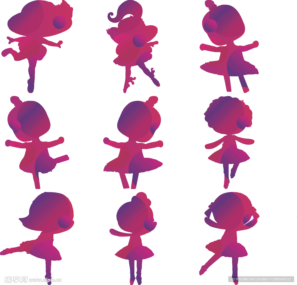 少儿舞蹈卡通渐变剪影