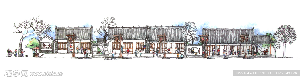 仿古代商业街建筑立面