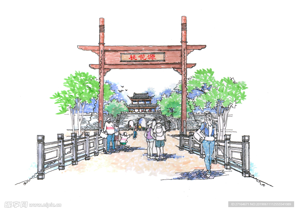 古代护城河吊桥