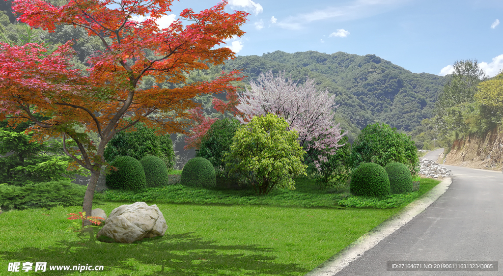 道路绿化现状改造美丽乡村效果图