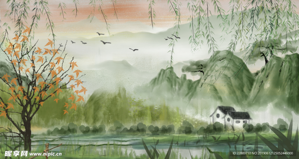 唯美中国风水墨画