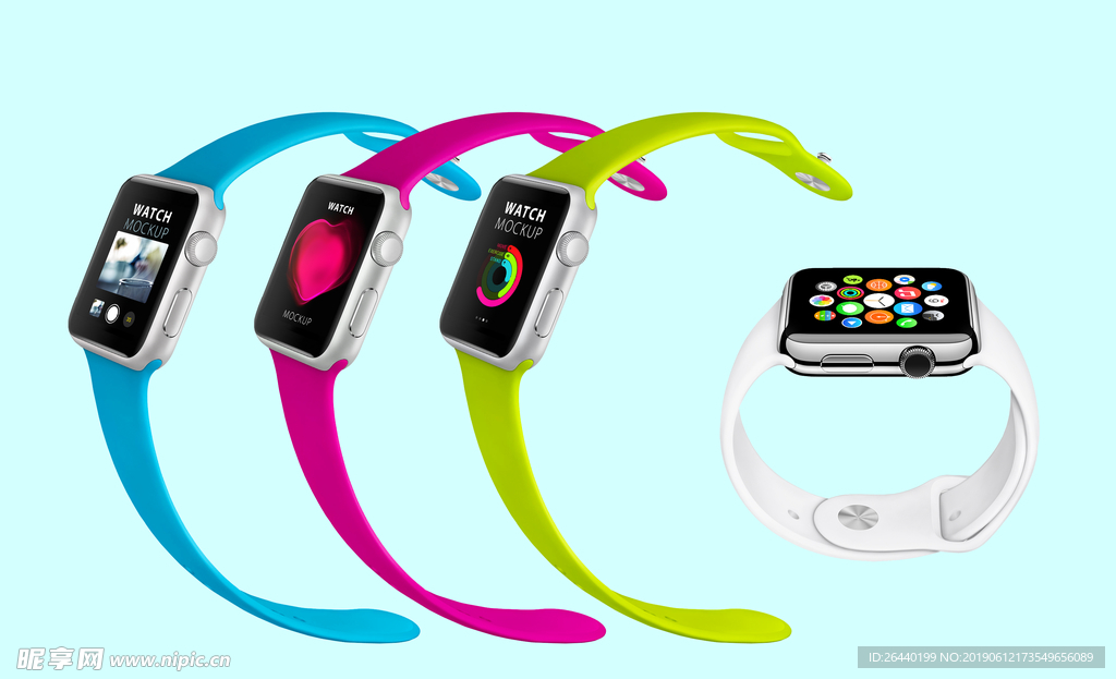 智能手表贴图样机设计手环数码模