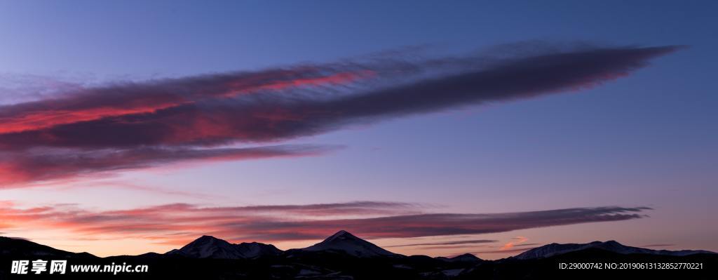 美景 晚霞 云彩 山峰 黄昏