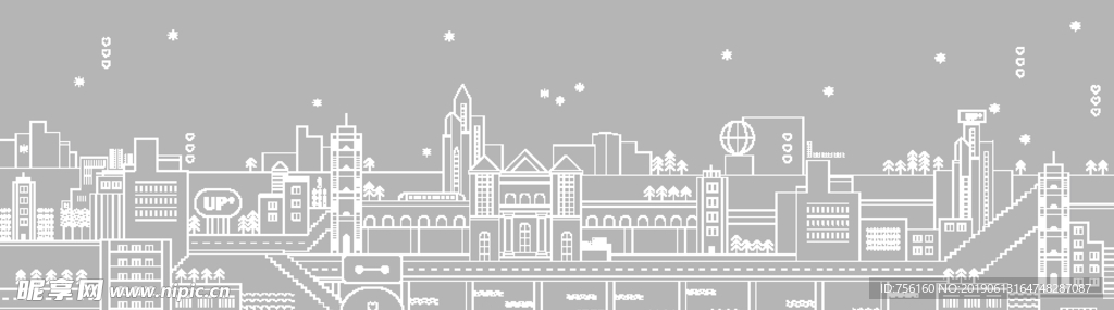 墙面装饰 城市矢量