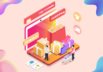 2.5d电商礼物电脑矢量插画