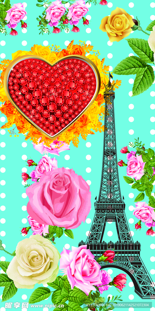 铁塔手绘花手机壳图片