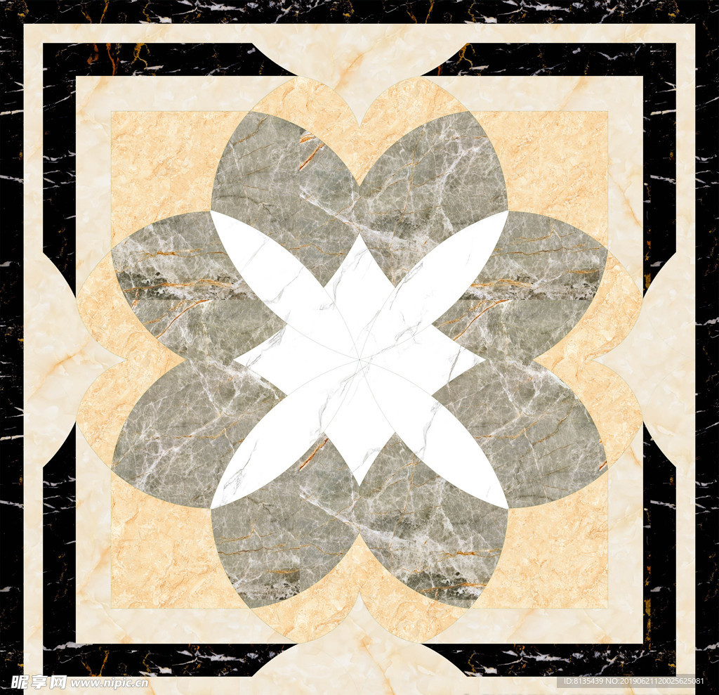 新中式客厅地拼花纹图案