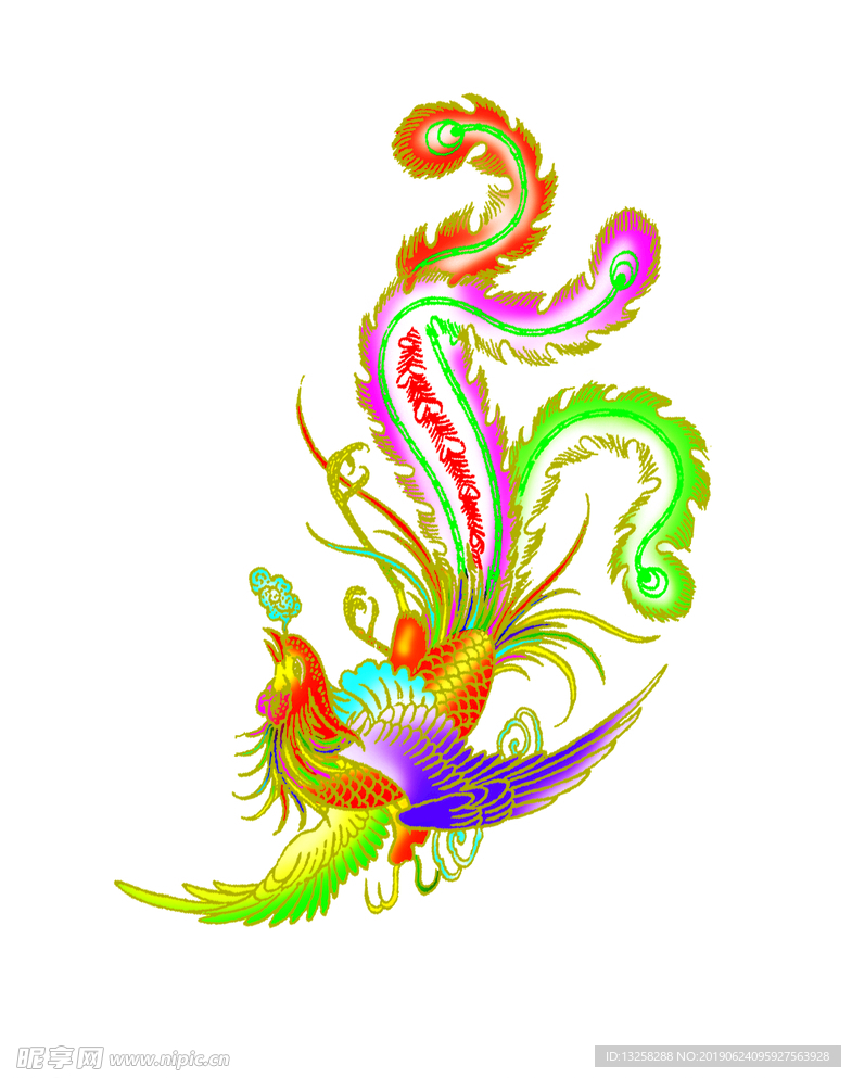 凤凰线条彩色