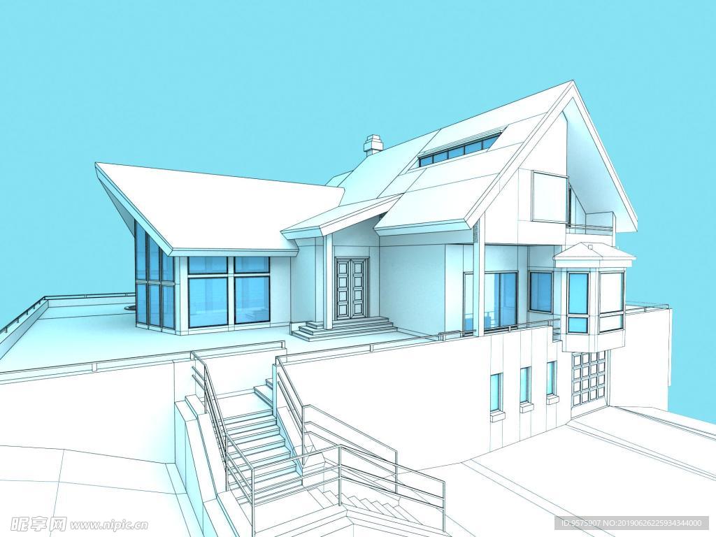 别墅白模效果图