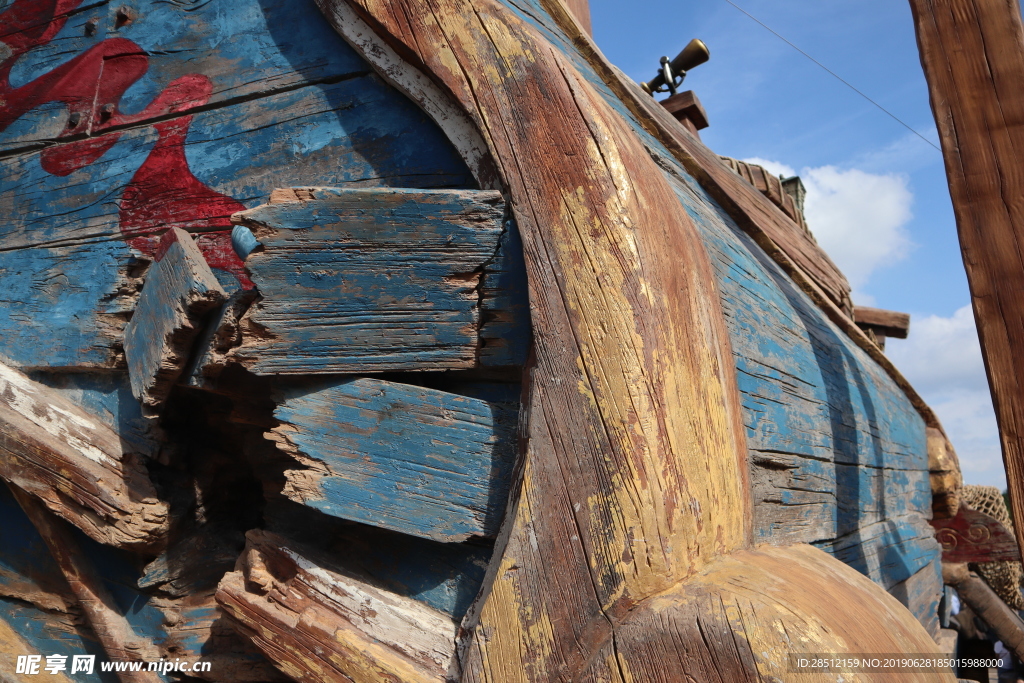 上海迪士尼杰克船长船身照片复古