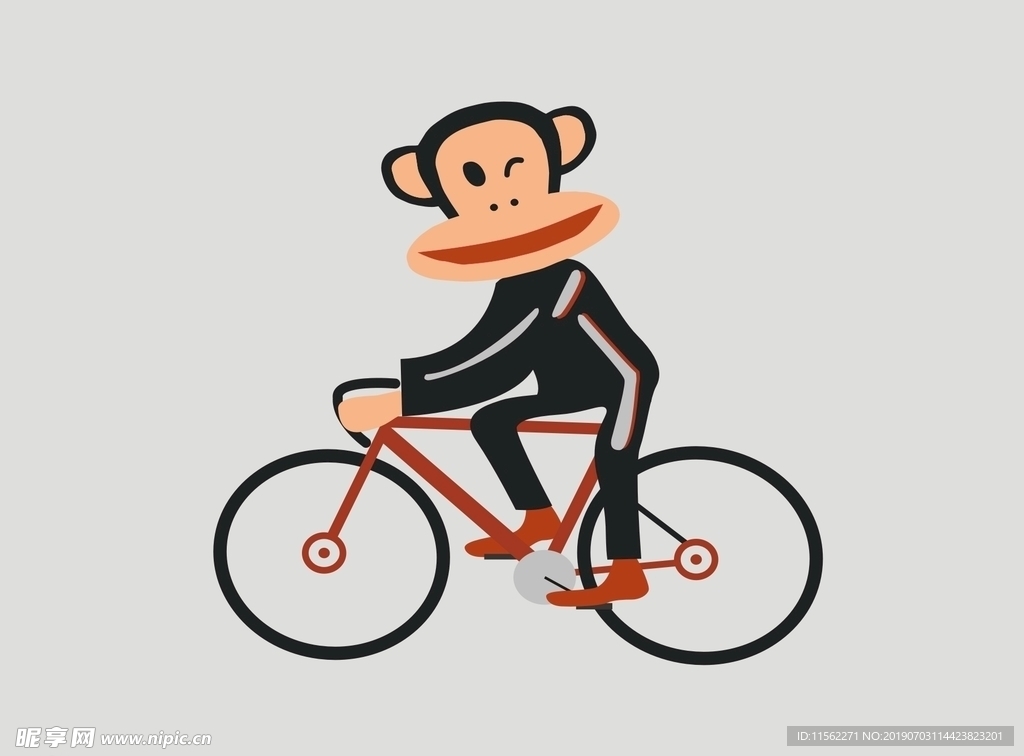 骑车的卡通大嘴猴