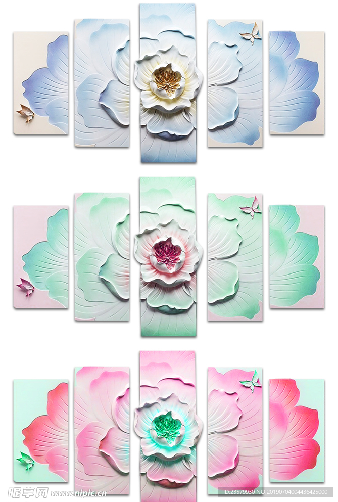 荷花组合浮雕画