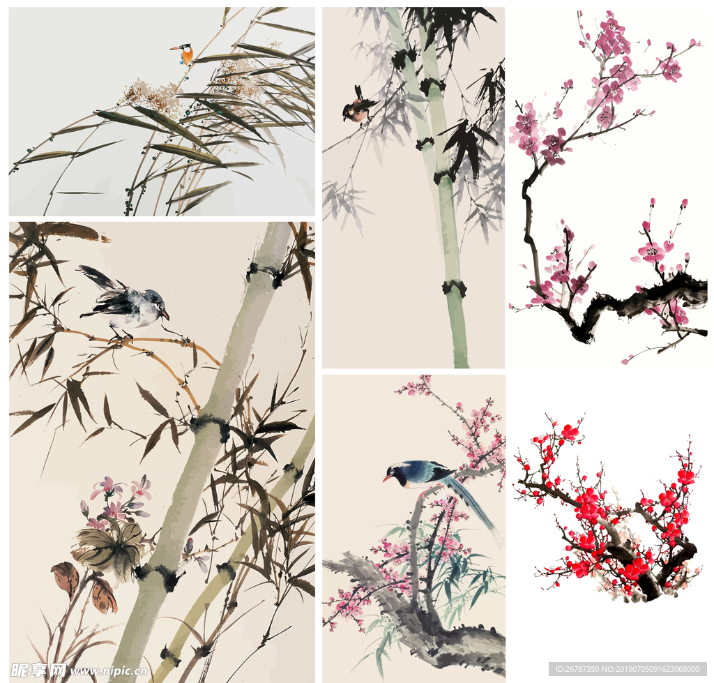 矢量中国画花鸟系列