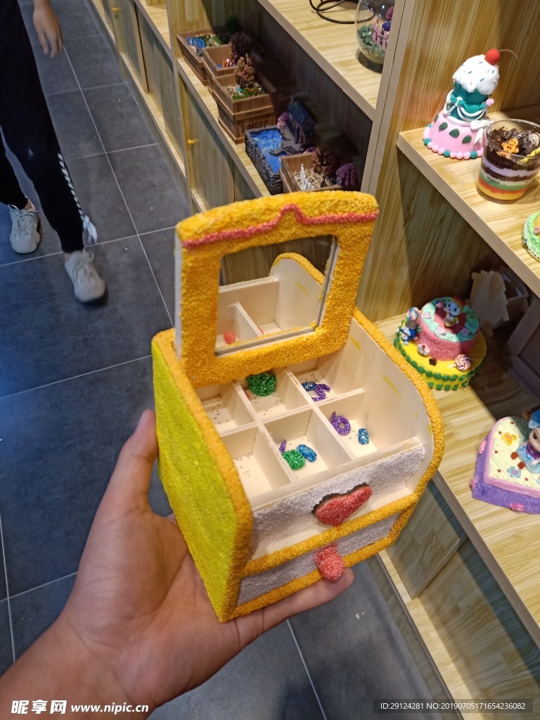 轻黏土手工作品首饰盒镜子