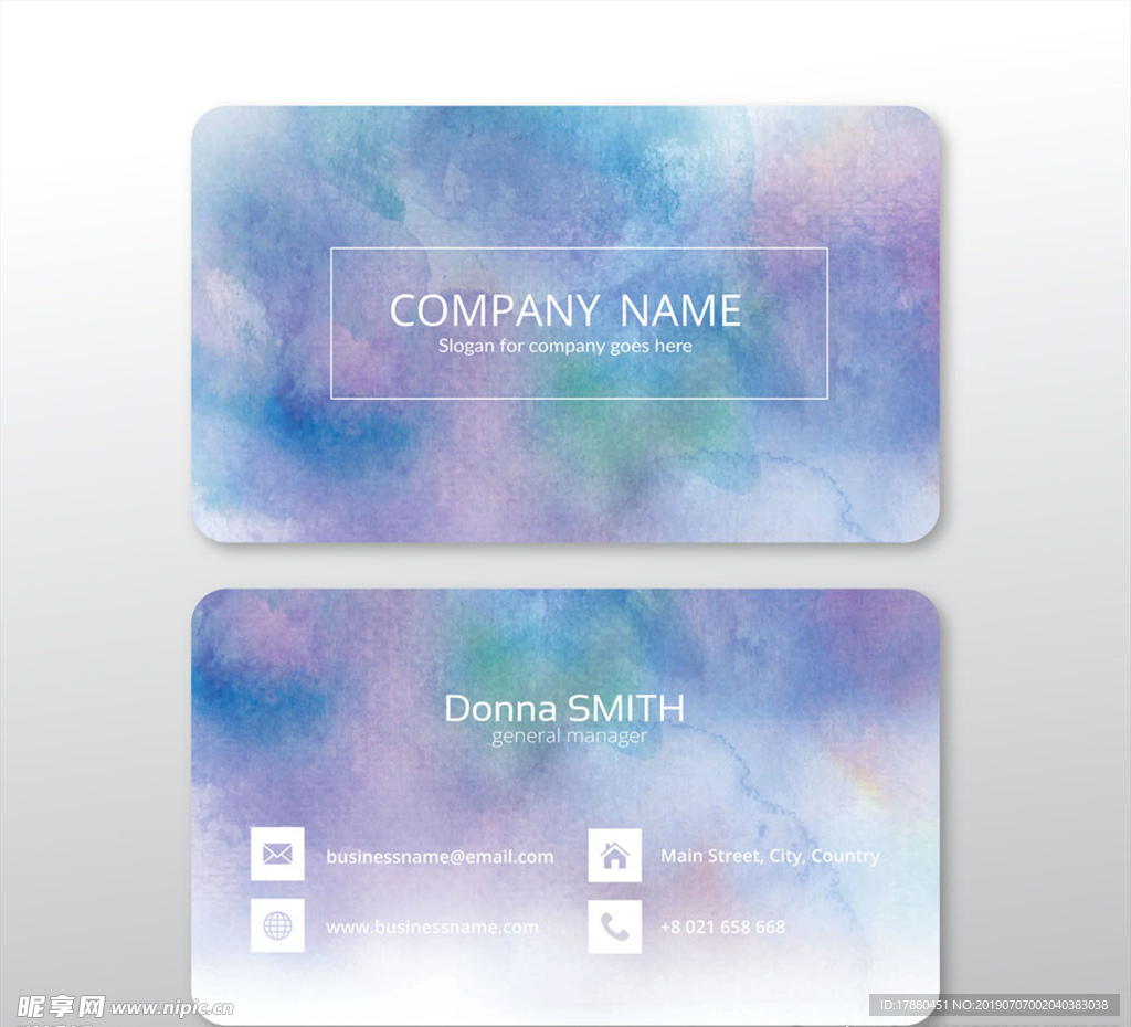 水彩绘商务名片正反面
