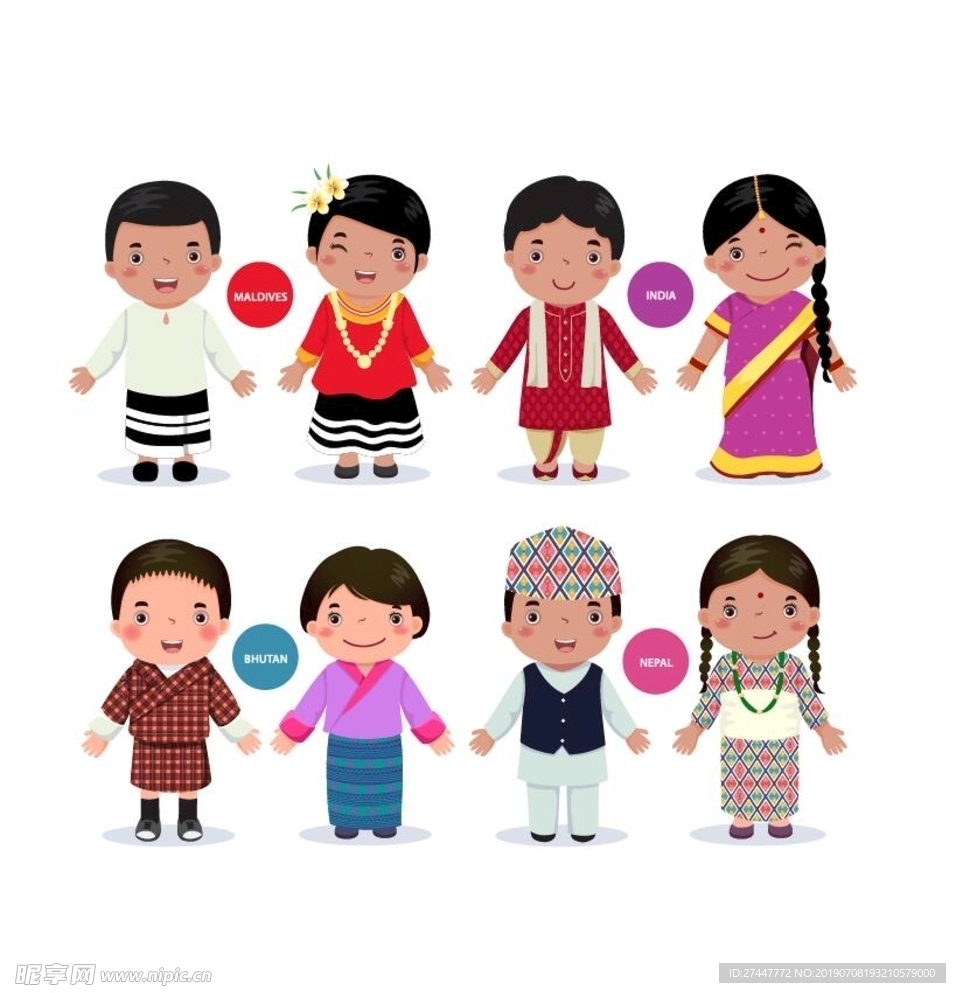 卡通民族小孩