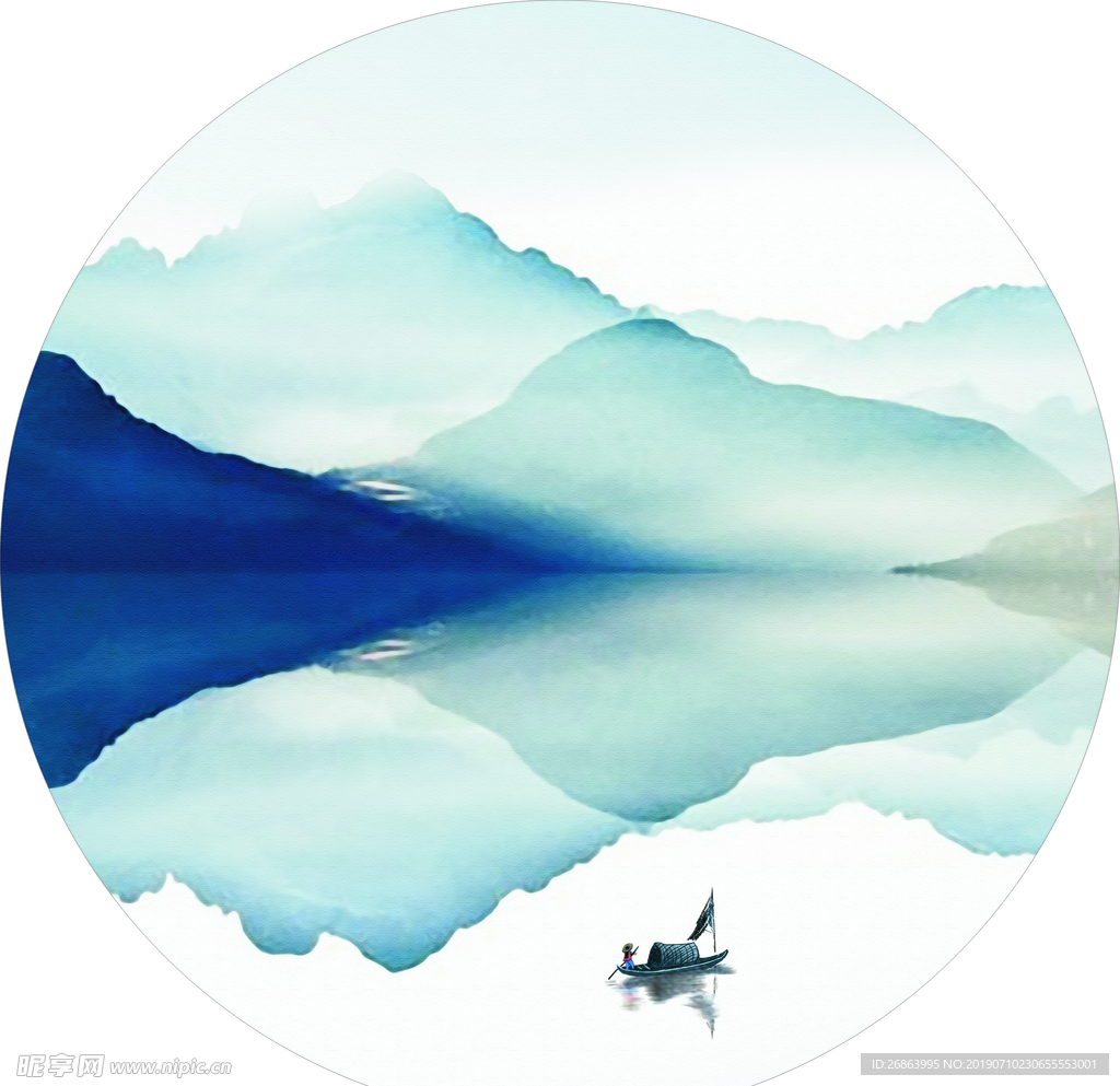 圆形山水画