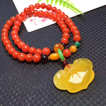 天然南红项链 蜜蜡吊坠